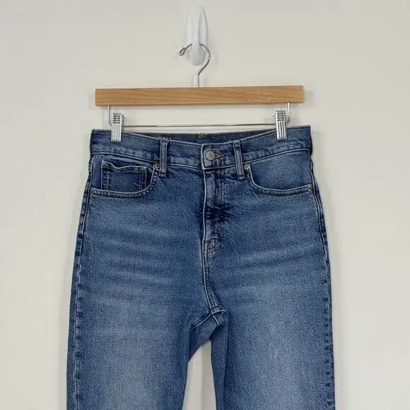 J. Crew Full Length Classic Straight Jeans Size 27 Blue High Rise Raw Hem - Picture 3 of 12